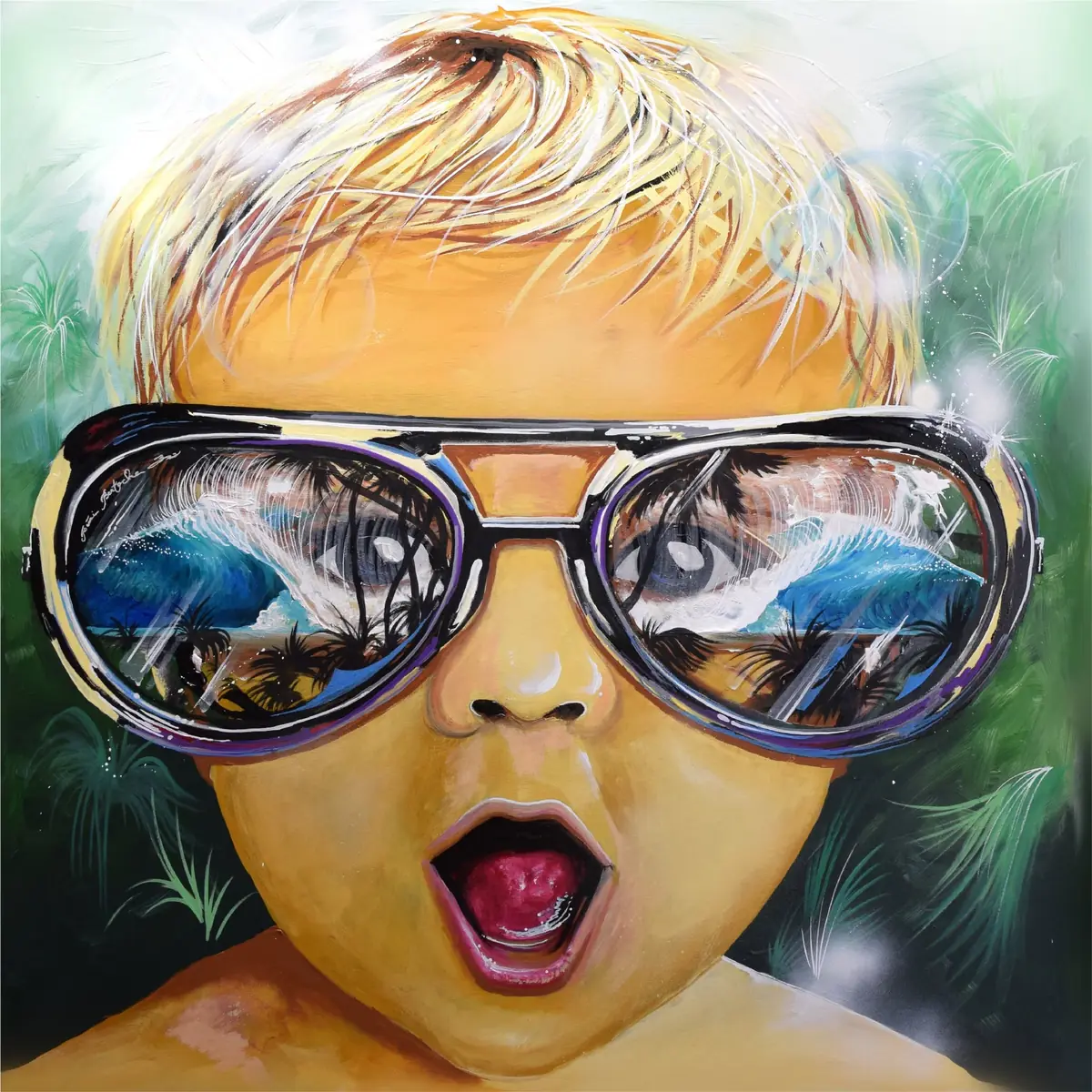 Surf Time Baby, peinture de surf de Rémi Bertoche