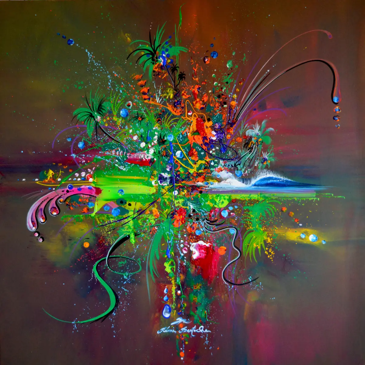Composition abstraite végétale et colorée de Rémi Bertoche